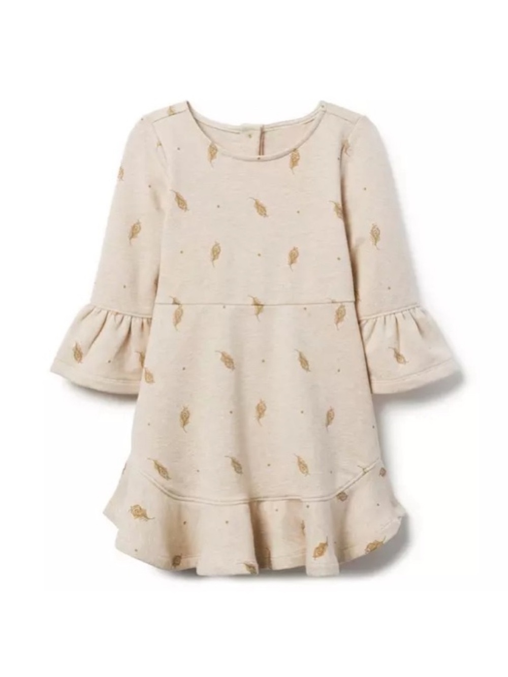 Janie and Jack Cream Dress with Leaf Pattern